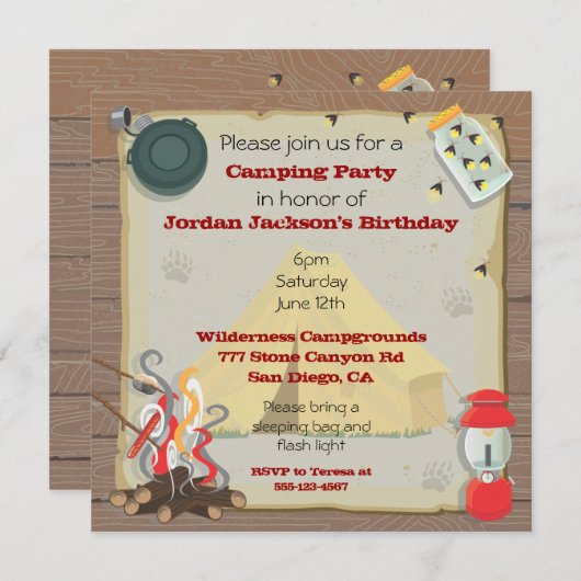 Uitnodiging voor de Rotische Camping Party (Voorkant / Achterkant)