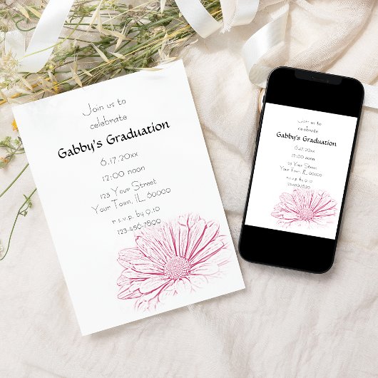 Uitnodiging voor de roze bloemenaflooppartij