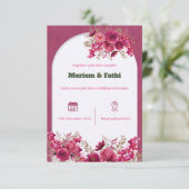 Uitnodiging voor de roze bloemenbruiloft (Staand voorkant)