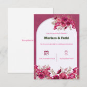 Uitnodiging voor de roze bloemenbruiloft (Voorkant / Achterkant)