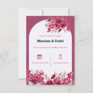Uitnodiging voor de roze bloemenbruiloft