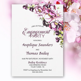 Uitnodiging voor de roze Floral Engagement Party