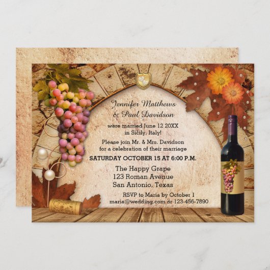 Uitnodiging voor de Rustic Wine Elope of Post Wedd (Voorkant / Achterkant)