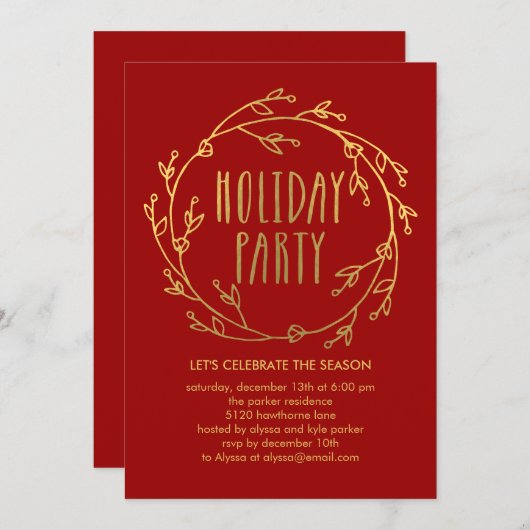 Uitnodiging voor de Shiny Wreatay Party - Rood (Voorkant / Achterkant)