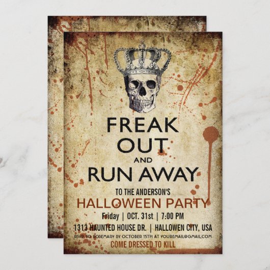  Uitnodiging voor de Skull en Crown Halloween Part (Voorkant / Achterkant)