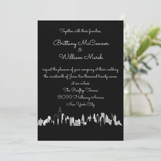 Uitnodiging voor de skyline van New York (Staand voorkant)