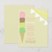 Uitnodiging voor de sociale partij Ice Cream (Voorkant / Achterkant)