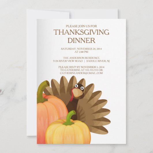 Uitnodiging voor de Thanksgiving van Turkije (Voorkant)