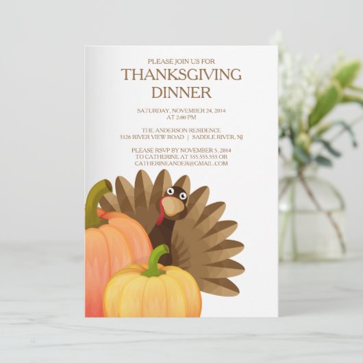 Uitnodiging voor de Thanksgiving van Turkije (Staand voorkant)