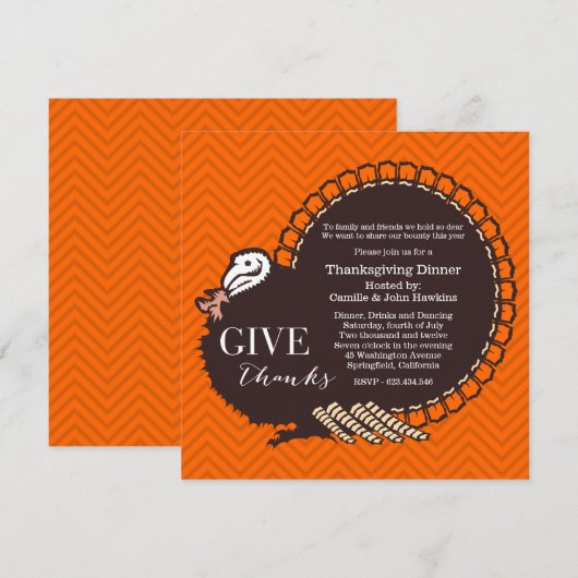 Uitnodiging voor de Thanksgiving van Turkije (Voorkant / Achterkant)