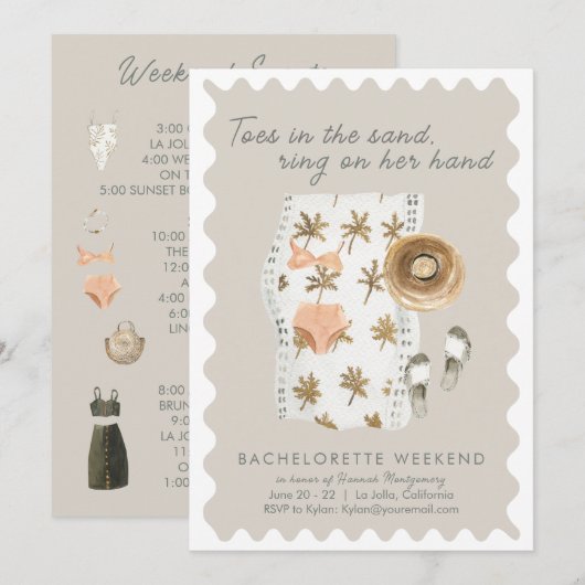 Uitnodiging voor de tijdlijn van het vrijgezellenf (Voorkant / Achterkant)