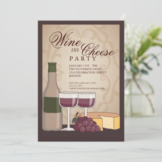 Uitnodiging voor de Toscaanse partij voor wijn- en (Staand voorkant)