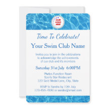 Uitnodiging voor de uitreiking van de zwemclub Blu