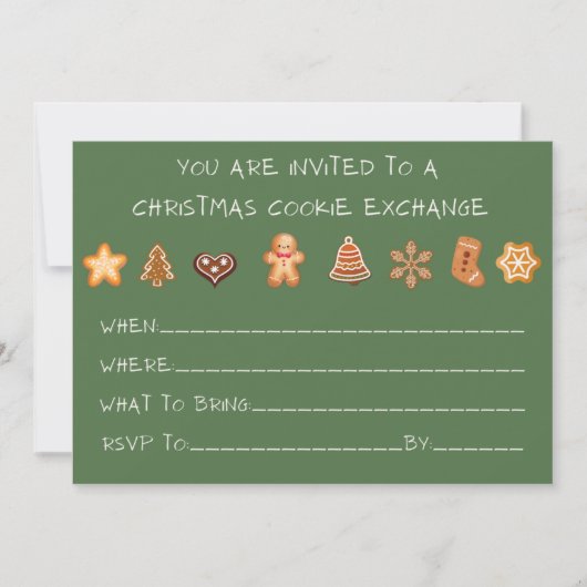 Uitnodiging voor de uitwisseling van kerstkoekjes (Voorkant)