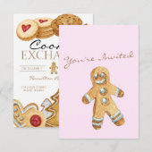 Uitnodiging voor de uitwisseling van kerstkoekjes (Voorkant / Achterkant)