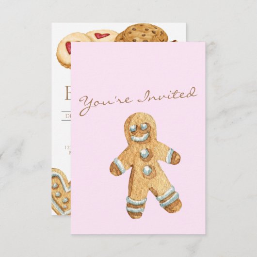 Uitnodiging voor de uitwisseling van kerstkoekjes (Voorkant / Achterkant)