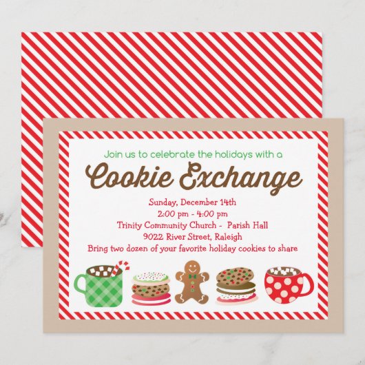 Uitnodiging voor de uitwisseling van kerstkoekjes (Voorkant / Achterkant)