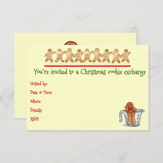 Uitnodiging voor de uitwisseling van kerstkoekjes (Voorkant / Achterkant)