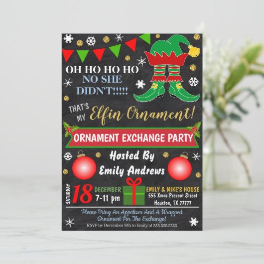 Uitnodiging voor de uitwisseling van kerstversieri (Staand voorkant)