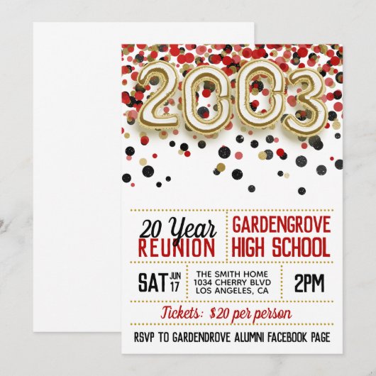 Uitnodiging voor de universitaire reünie van 2003 (Voorkant / Achterkant)