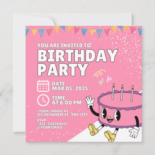 Uitnodiging voor de verjaardag (Voorkant)