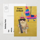 Uitnodiging voor de verjaardag met Pinata! (Voorkant / Achterkant)