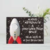 Uitnodiging voor de verjaardag van Aliens & Astron (Staand voorkant)