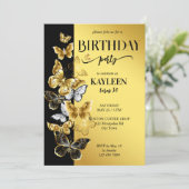 Uitnodiging voor de verjaardag van Black and Gold (Staand voorkant)