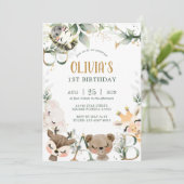 Uitnodiging voor de verjaardag van bosvrienden (Staand voorkant)
