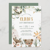 Uitnodiging voor de verjaardag van bosvrienden (Voorkant / Achterkant)