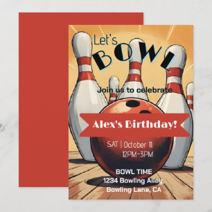 Uitnodiging voor de verjaardag van Bowling - Let's