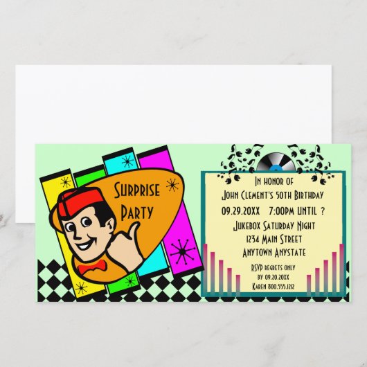  uitnodiging voor de verjaardag van de Birthday-pa (Voorkant / Achterkant)