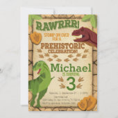 Uitnodiging voor de verjaardag van de dinosaurus,  (Voorkant)