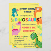 Uitnodiging voor de verjaardag van de dinosaurus (Voorkant / Achterkant)
