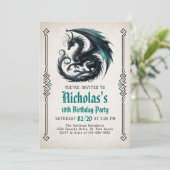 Uitnodiging voor de verjaardag van de drakenjongen (Staand voorkant)