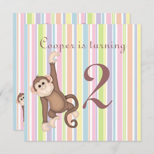 Uitnodiging voor de verjaardag van de gestreepte a (Voorkant / Achterkant)