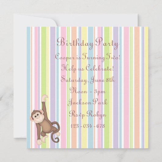 Uitnodiging voor de verjaardag van de gestreepte a (Achterkant)