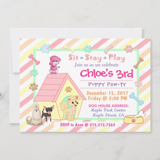Uitnodiging voor de verjaardag van de puppy | 5x7 (Voorkant)