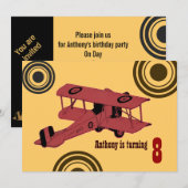 uitnodiging voor de verjaardag van de rode  bommen (Voorkant / Achterkant)