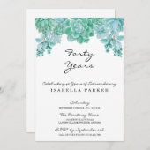 Uitnodiging voor de verjaardag van de succulente v (Voorkant / Achterkant)