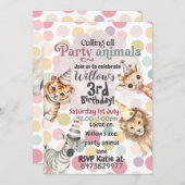 Uitnodiging voor de verjaardag van een feestdier v (Voorkant / Achterkant)