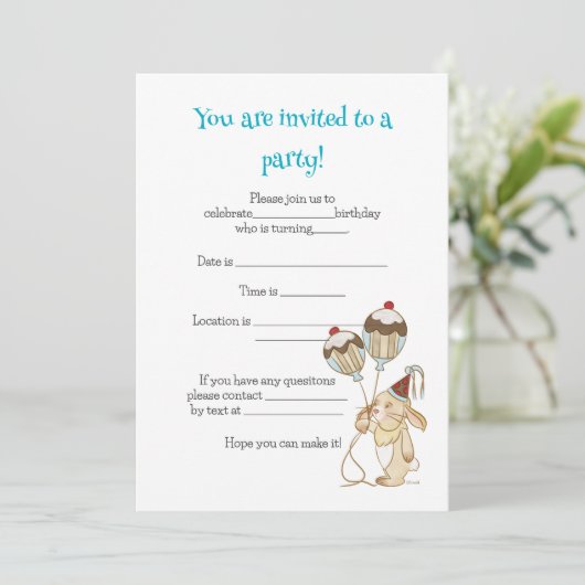 Uitnodiging voor de verjaardag van een kind van Un (Staand voorkant)