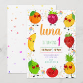 Uitnodiging voor de verjaardag van het fruit (Voorkant / Achterkant)