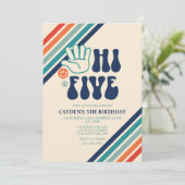 Uitnodiging voor de verjaardag van Hi Vijf Retro S (Staand voorkant)