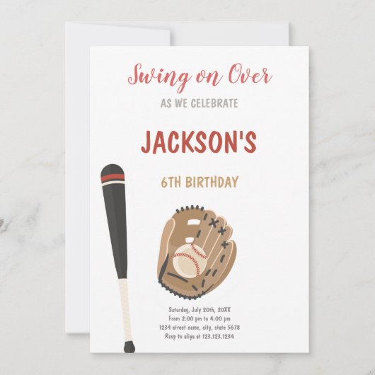 Uitnodiging voor de verjaardag van honkbalsporten (Voorkant)