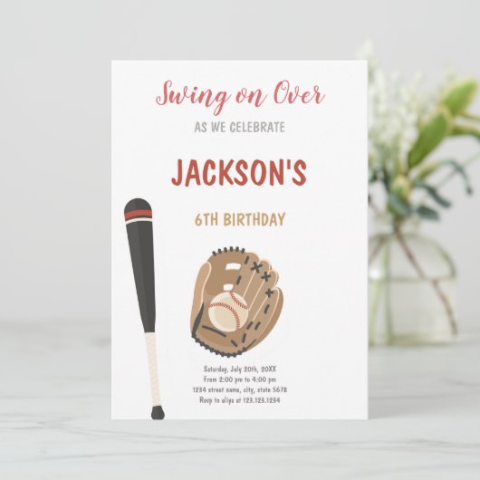 Uitnodiging voor de verjaardag van honkbalsporten (Staand voorkant)