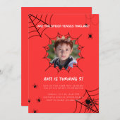 Uitnodiging voor de verjaardag van kinderen - Spid (Voorkant / Achterkant)