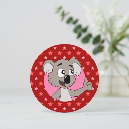 Uitnodiging voor de verjaardag van Koala cartoon (Staand voorkant)