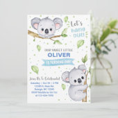 Uitnodiging voor de verjaardag van Koala, elke lee (Staand voorkant)