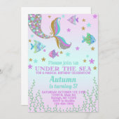 Uitnodiging voor de verjaardag van Mermaid girl. (Voorkant / Achterkant)